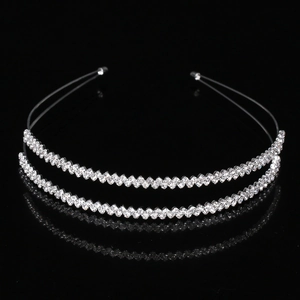 Serre-tête Double Couche en Strass Alliage de Zinc Cristal Incrusté Élégant Mariage Fête Accessoires Cheveux Femme