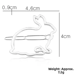 Silberne Metall-Hasen-Haarklammer mit Maßen von 4,6 cm Breite und 7,2 g Gewichtsanzeige