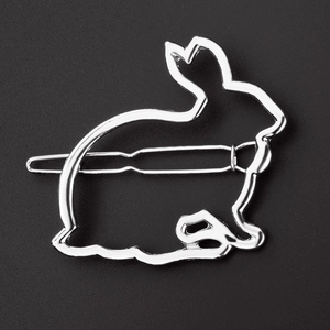 Minimalistische silberne Hasen-Haarklammer aus hohlmetall mit Spiegelglanz-Finish