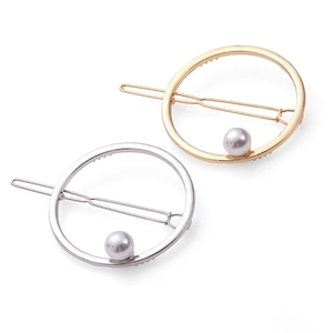 Barrettes à cheveux circulaires minimalistes en métal doré et argenté avec perles