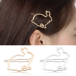 Hohl-Design Metall Hase Haarclip Niedlich Tier Legierung Haarnadel Gold Silber Minimalistisch Haarschmuck Für Damen Mädchen