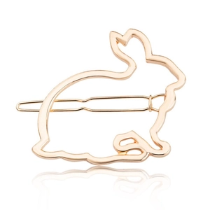 Minimalistische hohle Gold-Hasen-Haarklammer mit glatter metallischer Kaninchen-Silhouette