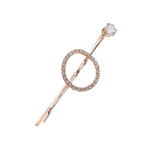 Eleganter roségoldener Haarclip mit funkelndem Zirkonia-Kreis und rundem Hauptstein