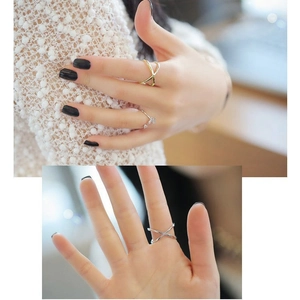 Minimalist Alloy Hollow Cross Open Ring For Women Korean Fashion Geometric X Shaped Adjustable Finger Ring Jewelry Gift