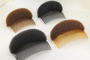 Detailed set of 4 volume-enhancing hair pads in black and brown for styling natural volume