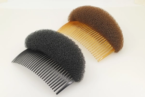 Hair volume bump up styling tools with black and brown sponge insert combs for hairstyles