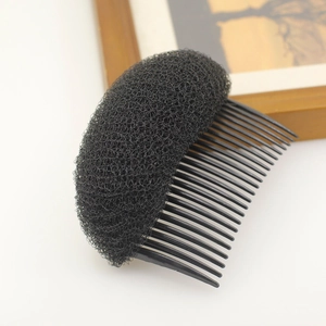Invisible black hair pad insert with plastic comb for natural volume and styling