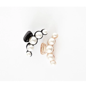 Détails des pinces à cheveux en acrylique avec perles en noir et rose nude élégant
