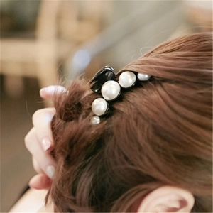 Pince à cheveux élégante de style coréen avec grandes perles blanches pour coiffure femme
