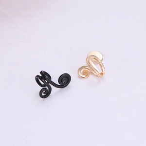 Minimalistische Akupressur-Ohrringe zum Abnehmen in Schwarz und Gold mit Spiraldesign
