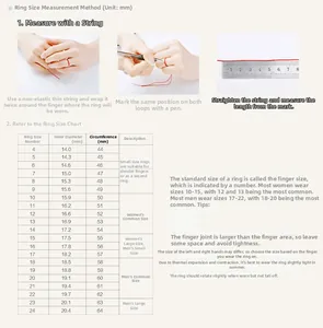 Guide détaillé des tailles de bagues avec tableau de mesure du diamètre et circonférence