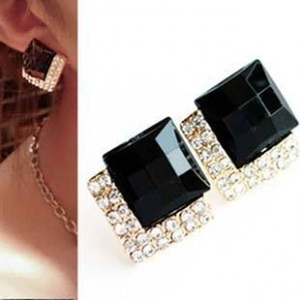 Geometric Square Stud Earrings Alloy Rhinestone Inlaid Crystal Fashion Exaggerated Jewelry For Women Party Wedding Earrings
