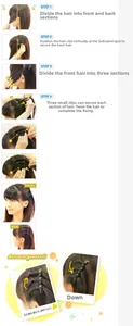 Detailed four-step tutorial showing how to use the double-layer hair clips for styling