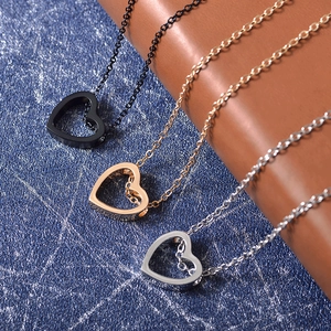 Moderne holle hart hanger kettingen set in zwart, goud en zilver roestvrij staal