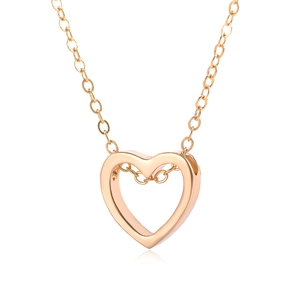 Elegant rose gold heart pendant necklace for women in minimalist hollow design