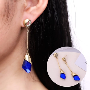 Elegant Alloy Water Drop Earrings For Women Vintage Rhinestone Geometric Dangle Earrings Stainless Steel Earring Post Gift