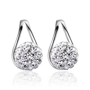 Elegant silver-plated drop stud earrings with sparkling pave crystal balls
