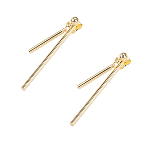 Boucles d'oreilles minimalistes en alliage doré avec barres asymétriques et clous sphère
