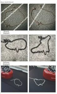 Detailed macro view of heartbeat EKG waveform bracelet with lobster clasp and adjustable chain