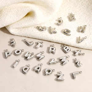 Stainless Steel Puffy Letter Pendant High Polished Balloon Alphabet Charms For DIY Necklace Bracelet Jewelry Making Accessories