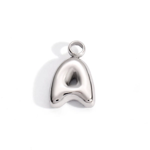 3D bubble style silver stainless steel letter A pendant necklace for trendy DIY jewelry