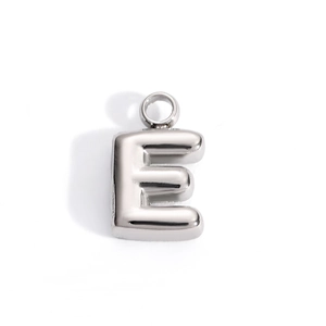 Polished stainless steel letter E pendant with jump ring for DIY necklace making