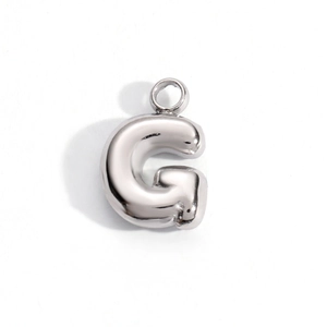 Polished silver balloon style letter G pendant for DIY necklaces and jewelry making