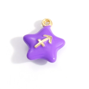 Violetter Sternanhänger aus Legierung mit goldenem Schütze-Symbol für DIY-Schmuck