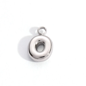 Polished silver 3D donut ring pendant with a sleek mirror finish and circular bail