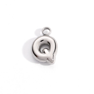 Polished stainless steel letter Q pendant accessory with smooth metallic finish