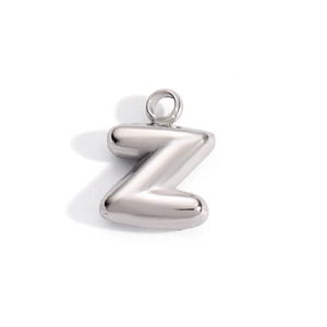 Polished silver bubble letter Z pendant in 3D style for DIY jewelry making