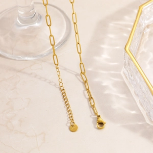 Détail de la chaîne en acier inoxydable plaqué or 18K avec fermoir mousqueton