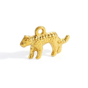 Golden leopard pendant charm with embossed texture for DIY necklaces and jewelry making