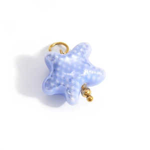 Light purple starfish pendant with embossed texture and gold ring for DIY jewelry making