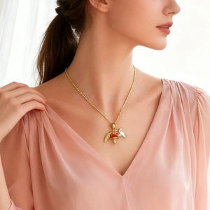 Fashion Stainless Steel Necklace With Multi-Element Enamel Pendants Heart Sun Moon Airplane Travel Jewelry For Women