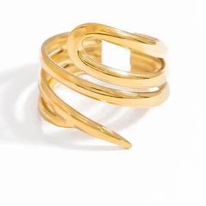 Bague spirale multicouche minimaliste avec placage en or 18 carats pour femme