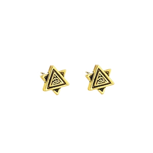 Goldene Hexagramm-Ohrstecker mit Auge der Vorsehung im Vintage-Metall-Design