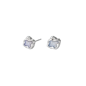 Orecchini geometrici irregolari color argento con design a goccia blu stellato