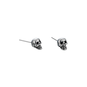 Pendientes de calavera gótica en plata vintage con detalles negros para hombre y mujer