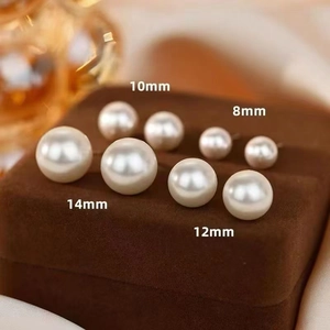 Eleganti Orecchini a Bottone con Künstliche Perle Bianche Gioielli Minimalisti con Künstliche Perle Tonde Perno in Argento Sterling 925 per Donna