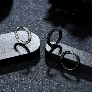 Unisex Vintage Carved Pattern Copper Hoop Earrings Minimalism Punk Style Metal Ear Buckle Jewelry For Men Women Daily Wear