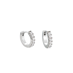 Eleganti orecchini a cerchio in argento con pietre di zirconia per uomo e donna
