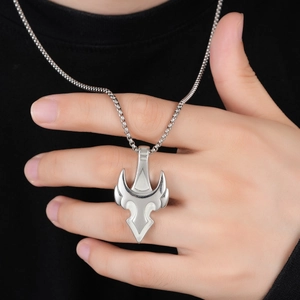 Cool stainless steel cross pendant necklace with geometric totem for men streetwear