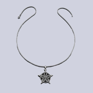 Collier avec pendentif pentagramme et crâne en acier inoxydable de style gothique