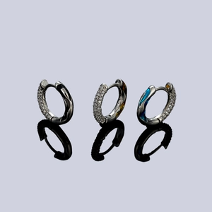 Three-piece hoop earring set with cubic zirconia and colorful enamel drip finishes