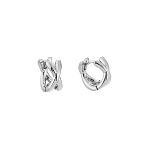 Orecchini a cerchio minimalisti in argento 925 con design a doppio incrocio per uso quotidiano