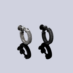 Orecchini a Cerchio in Rame Senza Buco Clip a Vite Con Doppia Fila di Strass Unisex Gioielli di Moda Sofisticati