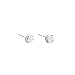 Minimalist silver geometric hexagonal stud earrings for men and women with polished finish