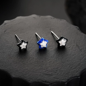 Minimalist Copper Star Stud Earrings For Men And Women With Zirconia Inlay Stainless Steel Post Trendy Star Earrings Jewelry