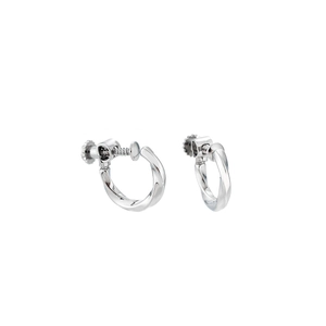 Boucles d'oreilles clip Mobius minimalistes avec fermoir à vis en finition argent poli